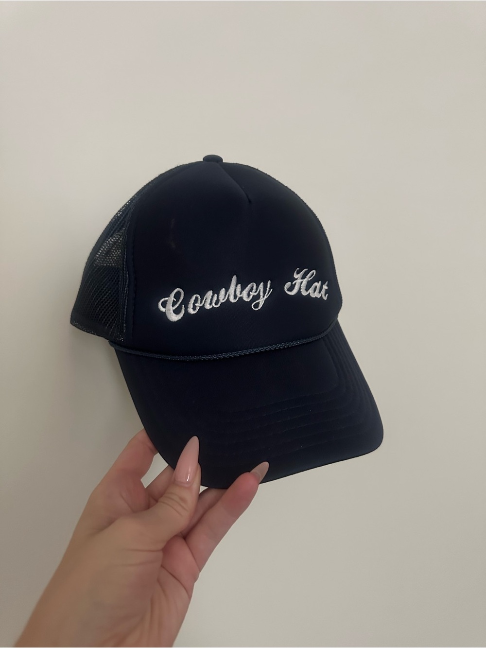 Navy 'Cowboy Hat' Mesh Trucker Cap